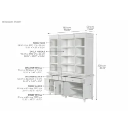 NOVASOLO SKANSEN KLASSISK HVID KKKENREOL MED 5 LGER 3 SKUFFER - 180