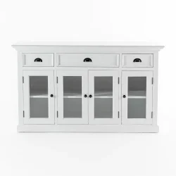NOVASOLO HALIFAX KLASSISK HVID SK�NK MED 4 GLASD�RE OG 3 SKUFFE - 145