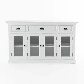 NOVASOLO HALIFAX KLASSISK HVID SK�NK MED 4 GLASD�RE OG 3 SKUFFE - 145