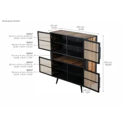 NOVASOLO NORDIC RATTAN NATURLIG B�DTR� SK�NK MED 4 L�GER OG 3 SKUFFE - 130