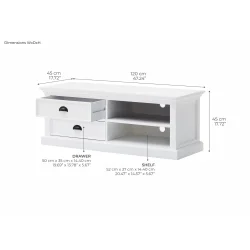 NOVASOLO HALIFAX KLASSISK HVID MEDIUM TV BORD - 120