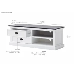 NOVASOLO HALIFAX CONTRAST KLASSISK HVID &amp; SORT MEDIUM TV BORD - 120