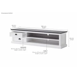 NOVASOLO HALIFAX CONTRAST KLASSISK HVID &amp; SORT STORT TV BORD - 180