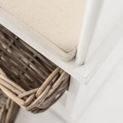 NOVASOLO HALIFAX KLASSISK HVID ENTREM�BEL MED B�NK OG SKUFFER I RATTAN - 100