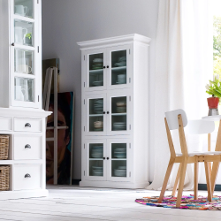 NOVASOLO HALIFAX KLASSISK HVID VITRINESKAB MED 6 L�GER - 90