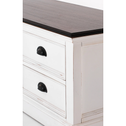 NOVASOLO HALIFAX ACCENT HVID PATINERET &amp; DYB BRUN STORT TV BORD M/4 SKUFFER - 180