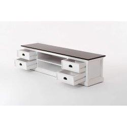 NOVASOLO HALIFAX ACCENT HVID PATINERET &amp; DYB BRUN STORT TV BORD M/4 SKUFFER - 180