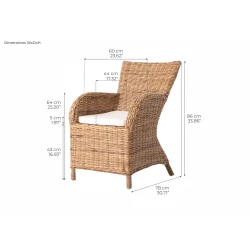 NOVASOLO WICKERWORKS NATURLIG ROOK SPISEBORDSTOL (S�T AF 2) - 78