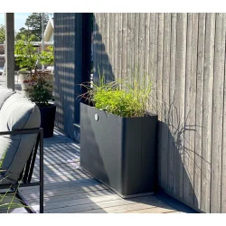 CANE-LINE GROW PLANTEKASSE REKTANGULR - LAVA GREY ALUMINIUM 90