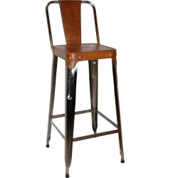 Trademark Living Barstol m/l�der p� s�de og ryg - brun 77