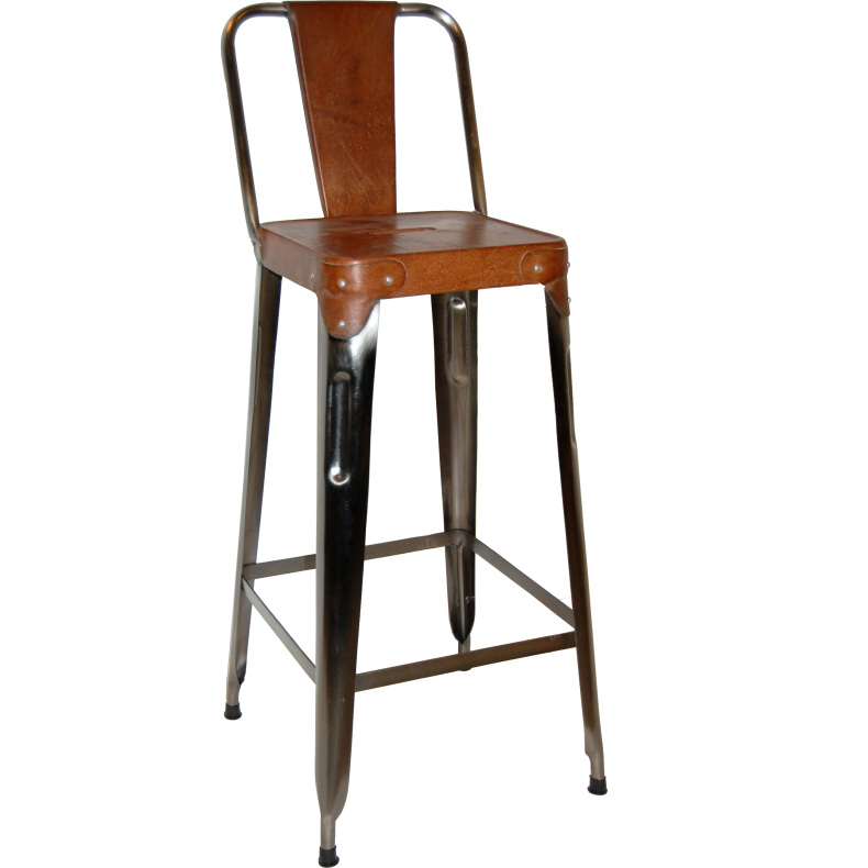 Trademark Living Barstol m/lder p sde og ryg - brun 77