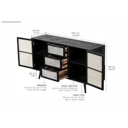 NOVASOLO NORDIC MINDI RATTAN NORDIC SORT SK�NK MED 2 L�GER OG 3 SKUFFE - 160