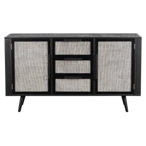 NOVASOLO NORDIC MINDI RATTAN NORDIC SORT SK�NK MED 2 L�GER OG 3 SKUFFE - 160