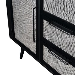 NOVASOLO NORDIC MINDI RATTAN NORDIC SORT SK�NK MED 2 L�GER OG 3 SKUFFE - 160