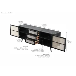 NOVASOLO NORDIC MINDI RATTAN NORDIC SORT SK�NK MED 2 L�GER OG 3 SKUFFE - 200