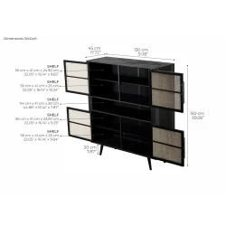 NOVASOLO NORDIC MINDI RATTAN NORDIC SORT SK�NK MED 4 L�GER OG 3 SKUFFE - 130