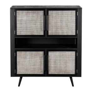 NOVASOLO NORDIC MINDI RATTAN NORDIC SORT SK�NK MED 4 L�GER OG 3 SKUFFE - 130