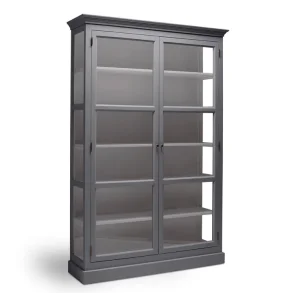LIVINGOODIES H�J VITRINSKAB CARLINGTON MEDIUM BL�GR�/GR�BRUN 120
