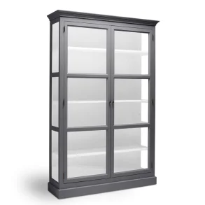 LIVINGOODIES H�J VITRINSKAB CARLINGTON MEDIUM BL�GR�/HVID 120
