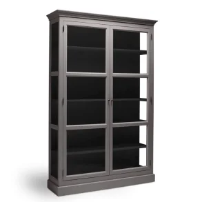 LIVINGOODIES H�J VITRINSKAB CARLINGTON MEDIUM GR�BRUN/SORT - 145