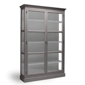 LIVINGOODIES H�J VITRINSKAB CARLINGTON MEDIUM GR�BRUN/LYSEGR� - 120