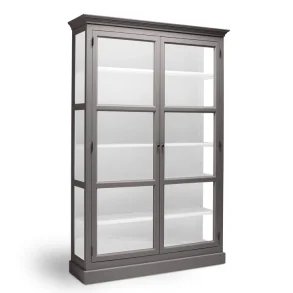 LIVINGOODIES H�J VITRINSKAB CARLINGTON MEDIUM GR�BRUN/HVID - 120