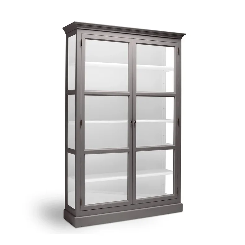 LIVINGOODIES H�J VITRINSKAB CARLINGTON MEDIUM GR�BRUN/HVID - 120