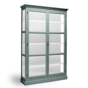 LIVINGOODIES H�J VITRINSKAB CARLINGTON MEDIUM GR�N/HVID- 120