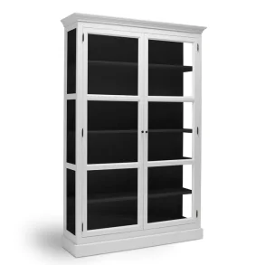 LIVINGOODIES H�J VITRINSKAB CARLINGTON MEDIUM HVID/SORT- 120