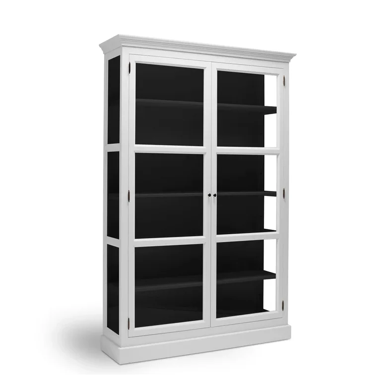 LIVINGOODIES H�J VITRINSKAB CARLINGTON MEDIUM HVID/SORT- 120