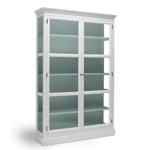 LIVINGOODIES H�J VITRINSKAB CARLINGTON MEDIUM HVID/GR�N - 120