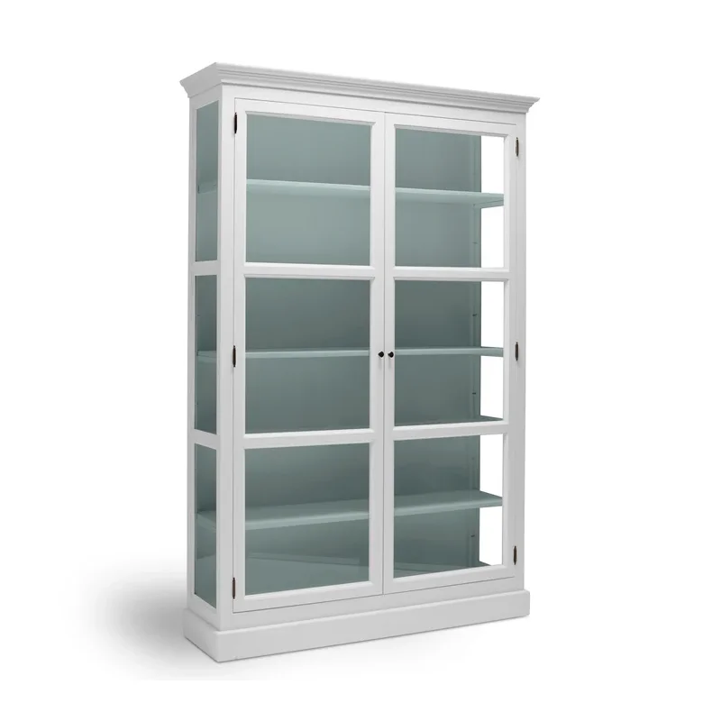 LIVINGOODIES H�J VITRINSKAB CARLINGTON MEDIUM HVID/GR�N - 120