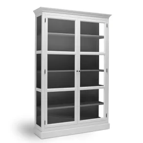 LIVINGOODIES H�J VITRINSKAB CARLINGTON MEDIUM HVID/M�RKEGR� - 120