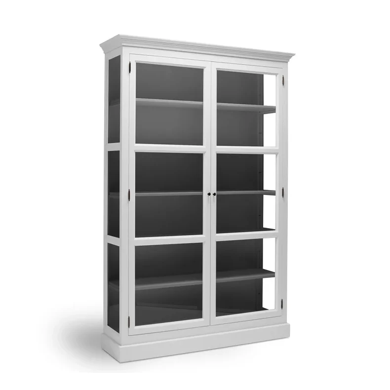 LIVINGOODIES H�J VITRINSKAB CARLINGTON MEDIUM HVID/M�RKEGR� - 120