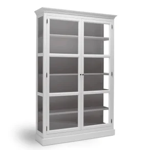 LIVINGOODIES H�J VITRINSKAB CARLINGTON MEDIUM HVID/GR�BRUN - 120