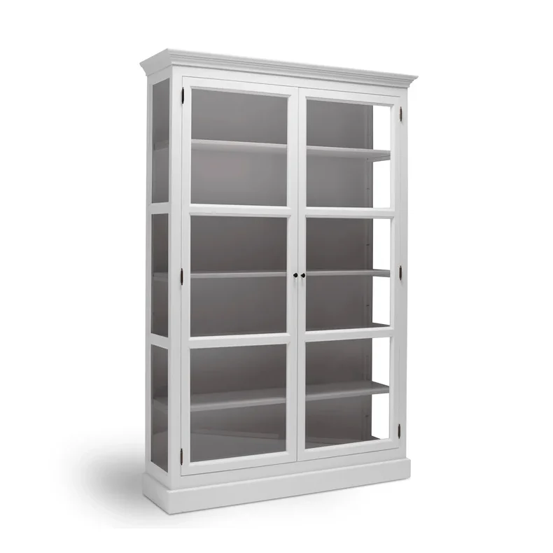 LIVINGOODIES H�J VITRINSKAB CARLINGTON MEDIUM HVID/GR�BRUN - 120