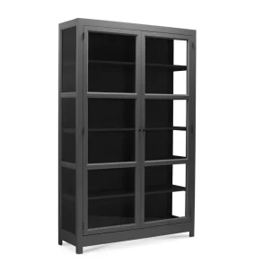 LIVINGOODIES VITRINSKAB CARLINGTON MELLEM M�RKEGR�/SORT - 100