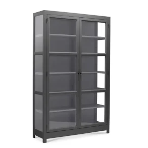 LIVINGOODIES VITRINSKAB CARLINGTON MELLEM M�RKEGR�/BL�GR� - 100