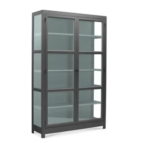 LIVINGOODIES VITRINSKAB CARLINGTON MELLEM M�RKEGR�/GR�N - 100