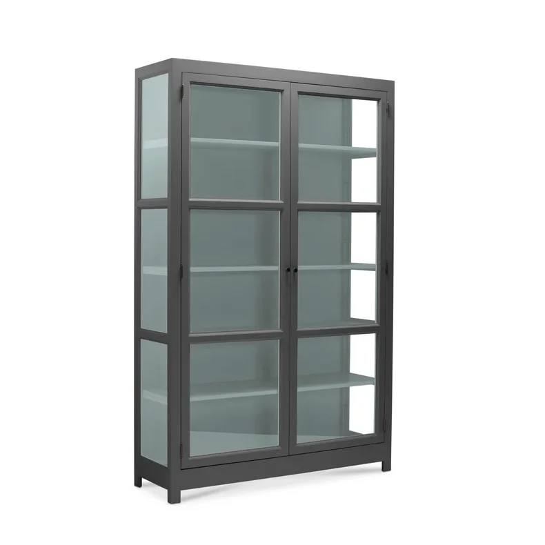 LIVINGOODIES VITRINSKAB CARLINGTON MELLEM M�RKEGR�/GR�N - 100