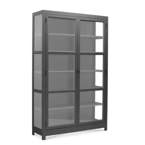 LIVINGOODIES VITRINSKAB CARLINGTON MELLEM M�RKEGR�/HVID - 100