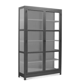 LIVINGOODIES VITRINSKAB CARLINGTON MELLEM M�RKEGR�/LYSEGR� - 100