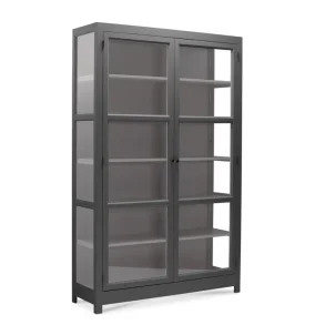 LIVINGOODIES VITRINSKAB CARLINGTON MELLEM M�RKEGR�/GR�BRUN - 100