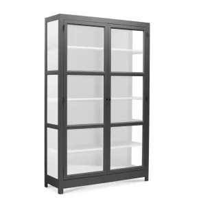 LIVINGOODIES VITRINSKAB CARLINGTON MELLEM M�RKEGR�/HVID - 100