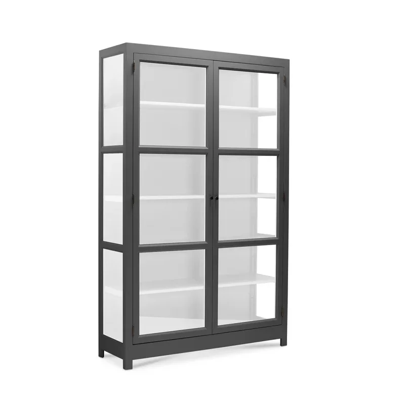LIVINGOODIES VITRINSKAB CARLINGTON MELLEM M�RKEGR�/HVID - 100