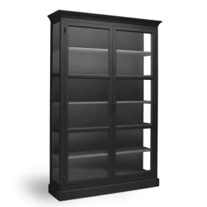 LIVINGOODIES H�J VITRINSKAB CARLINGTON MEDIUM SORT/M�RKEGR�- 145
