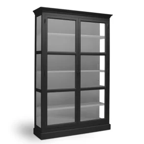 LIVINGOODIES H�J VITRINSKAB CARLINGTON MEDIUM SORT/LYSEGR� - 145