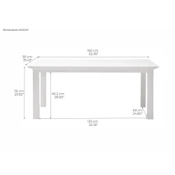 NOVASOLO HALIFAX SPISEBORD HVID -160