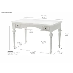 NOVASOLO PROVENCE KLASSISK HVID SKRIVEBORD - 120