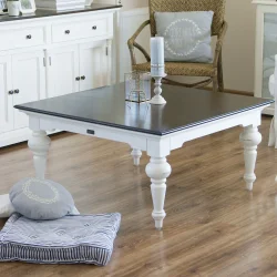 NOVASOLO PROVENCE ACCENT HVID PATINERET &amp; DYB BRUN KVADRATISK SOFABORD - 100